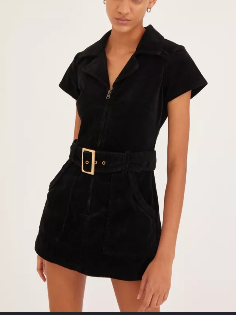 Show Me Your Mumu Outlaw mini Dress black corduroy  with belt size medium